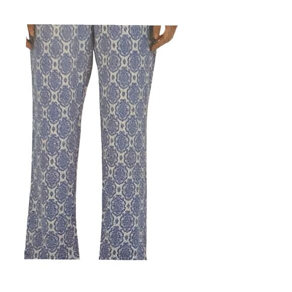 NWT Stella Parker‎ blue/white cropped damask ikat pants golf size medium. - Picture 1 of 7